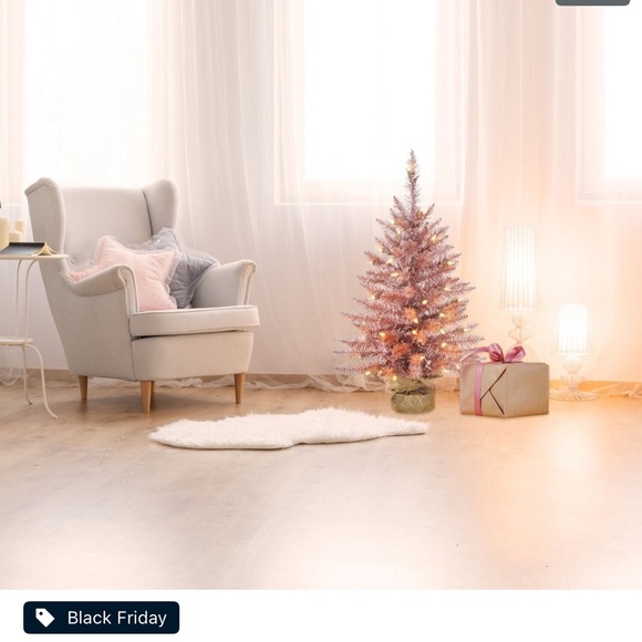 Fraser Hill Farm 3-ft. Blush Tinsel Christmas Tree - Picture 4 of 7